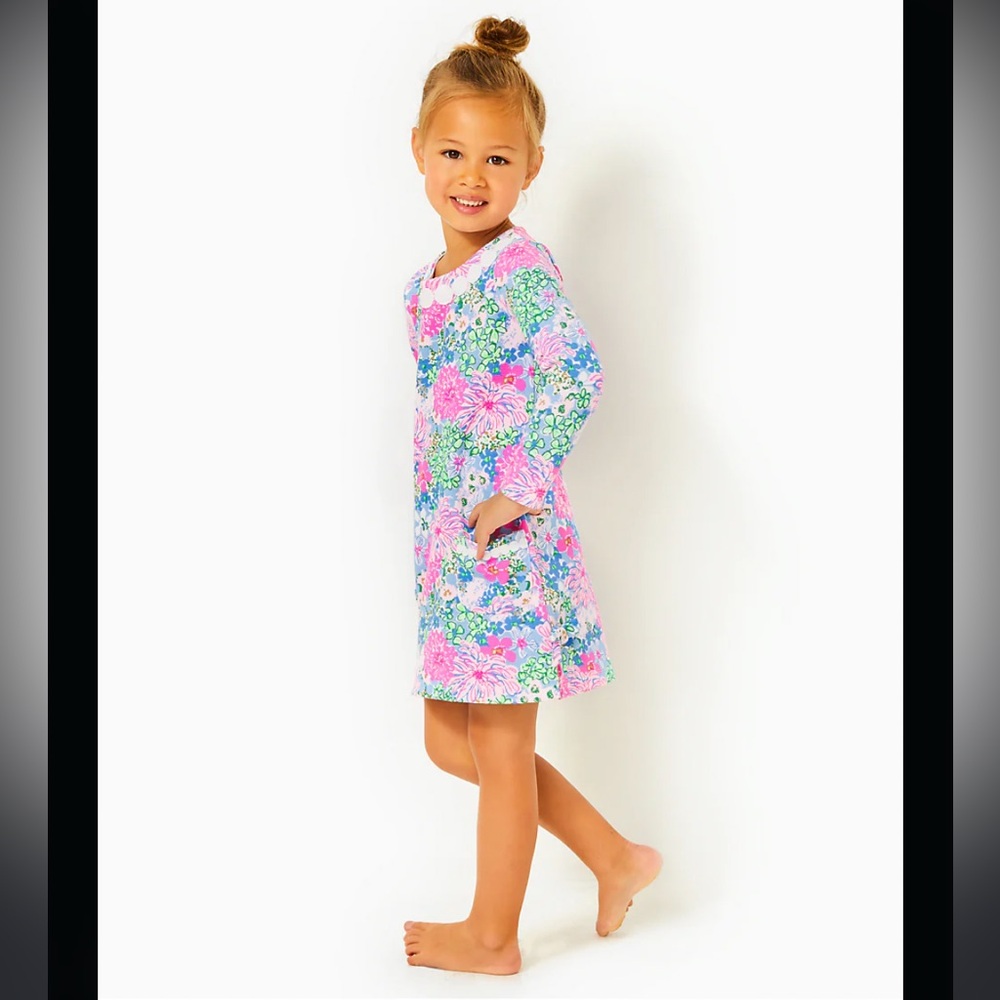 LITTLE LILLY LONG SLEEVE MULTI LIL SOIREE ALL DAY Floral Dress for Kids